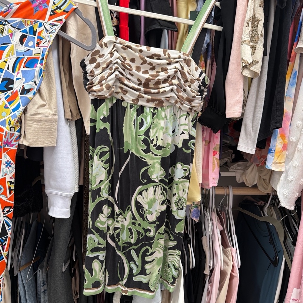 Emilio Pucci Black and Green Abstract Print Dress - Picture 4 of 10